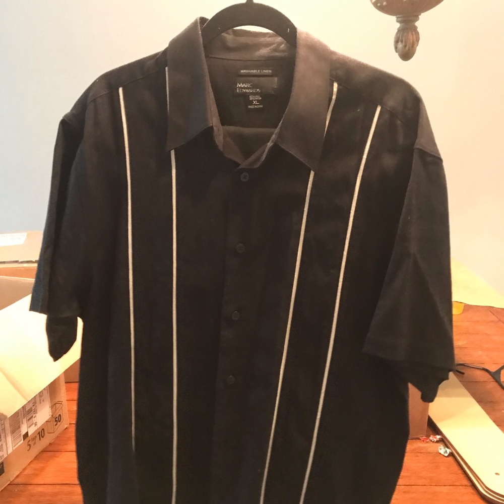 Black Button Down Casual Shirt Marc Edwards XL